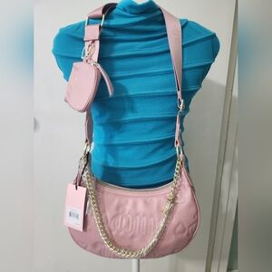 Juicy Couture Blush Pink Gold Chain Crescent Crossbody Bag Adjustable Strap